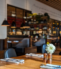 Bright table setting at a restaurant in the city