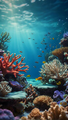 Organic Shapes Podium with a Coral Reef for promote Cosmetic Concept
