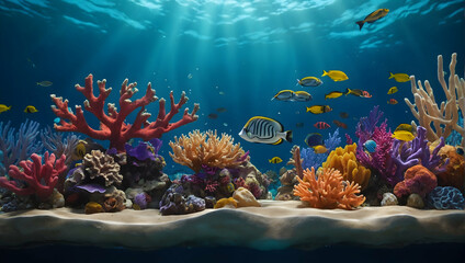 Organic Shapes Podium with a Coral Reef for promote Cosmetic Concept