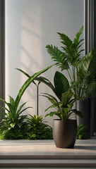 Botanical Podium with Exotic Plant Life for promote Cosmetic Concept