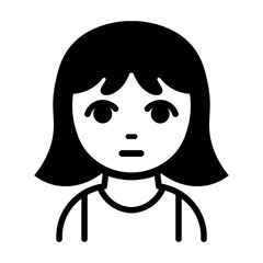 black vector girl icon on white background
