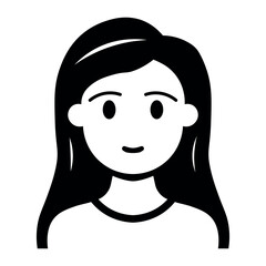 black vector girl icon on white background