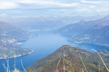 Como Lake.
Panoramic view of Como Lake seen from San Primo Mountain. Lombardy, Italy.