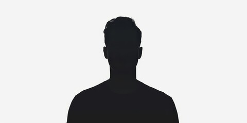 A man's head is shown in silhouette on a white background