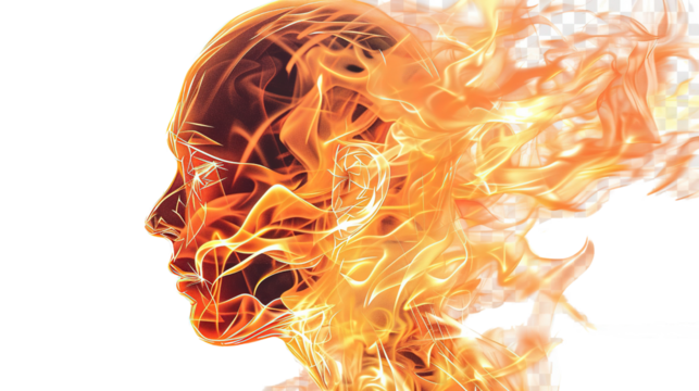 flame in the shape of a person transparent background