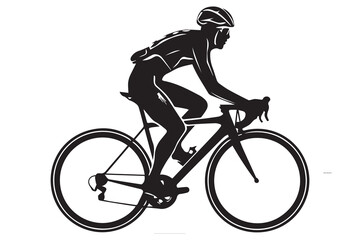 Obraz premium Male bicyclist riding a bicycle vector silhouette isolated on white background