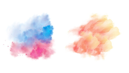 Fototapeta premium Abstract multicolored powder splash on white background.Freeze motion of color powder exploding. stock photo