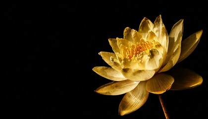 gold lotus flower on black