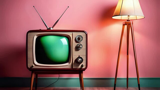 Effetto rumore statico sul vecchio televisore vintage, stanza retr&ograve;