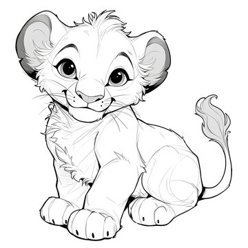 kid's coloring book, the cute lion