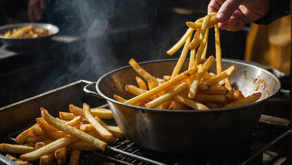 french fries with ketchup - obrazy, fototapety, plakaty