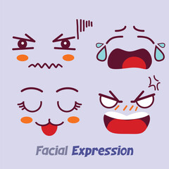Facial Expression Emoji Vector Illustration. Good for Comics and Stickers