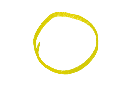 Hand drawn yellow doodle isolated on transparent background. Design element.