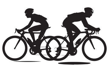 Obraz premium Bicyclists silhouettes collection Vector illustration
