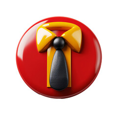 a button with a tie and a necktie