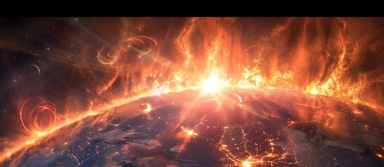 Rings of Fiery Doom: The Earth Engulfed in a Nuclear Chain Reaction - obrazy, fototapety, plakaty