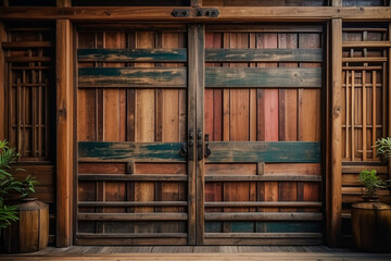 old wooden doors Old Japanese retro 