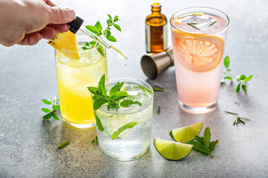 Refreshing summer cocktails on the table