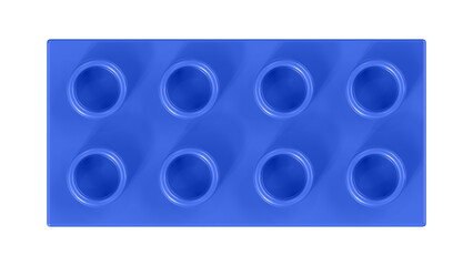 Fototapeta premium Royal Blue Lego Block Isolated on a White Background. Close Up View of a Plastic Children Game Brick for Constructors, Top View. High Quality 3D Rendering with a Work Path. 8K Ultra HD, 7680x4320