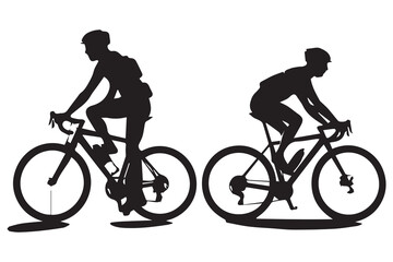 Male bicyclist riding a bicycle vector silhouette isolated on white background