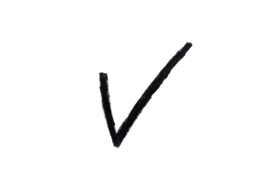 Hand drawn check mark isolated on transparent background