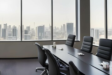 高層オフィスビルの見晴らしの良い会議室（ミーティングルーム）、ビジネス - 761587385