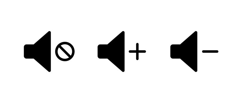 sound on and off black icons, loudspeaker button, web icon