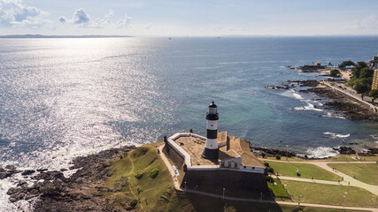 City of Salvador in Bahia. Aerial view. Barra Lighthouse.