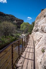 Fototapeta na wymiar Catwalk bridge on a hiking trail in Boyce Thompson Arboretum - Superior Arizona