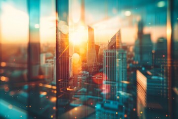 Abstract blurred cityscape: A blurred cityscape background with vintage and retro elements, representing urban lifestyle and events