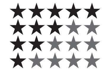 Star icon. Five stars rating icon vector. Product rating or customer review star icon set. 11:11