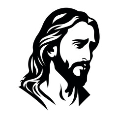 black vector jesus icon on white background