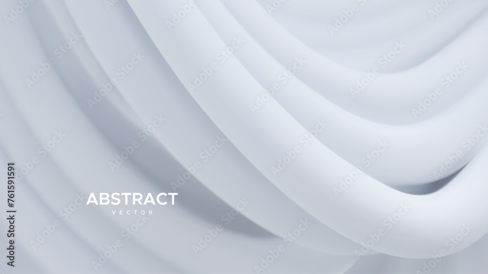 Wall mural abstract background with 3d curvy white stripes. dynamic ribbons backdrop. soft elastic shapes. vect