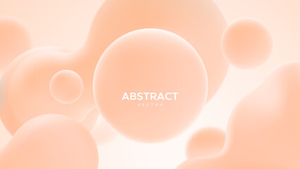 Abstract background with peach fuzz metaball shapes. Morphing organic blobs. Vector 3d illustration. Abstract 3d background. Liquid shapes. Banner or sign design
