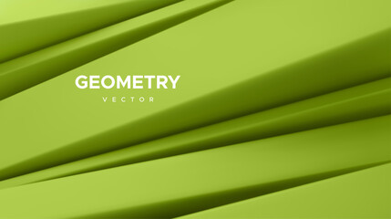 3d matcha green abstract background. Geometry shift. Slanted shapes. Vector illustration of diagonal sliced geometry shapes. Minimalist design concept