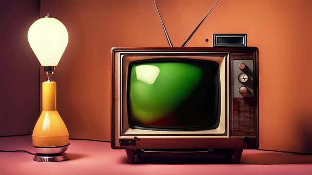 Effetto rumore statico sul vecchio televisore vintage, stanza retr&ograve;
