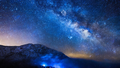 Fototapeta na wymiar Abstract blue galaxy sky. Beautiful stars. Planetary nebula. Space background. Cosmos and universe
