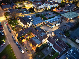 Aerial View of Illuminated Harpenden Town of England UK During Night