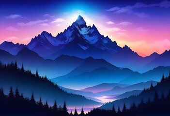Silhouette Mountains Background, Silhouette, Mountains, Landscape, Nature, Hills, Range, Scenery, Outdoors, AI Generated