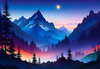 Silhouette Mountains Background, Silhouette, Mountains, Landscape, Nature, Hills, Range, Scenery, Outdoors, AI Generated
