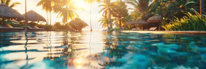 Foto op Plexiglas tropical paradise luxury resort background with selective focus  © marimalina
