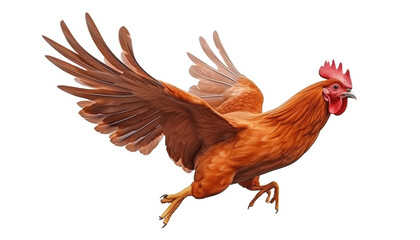 flying rooster isolated on transparent background cutout - obrazy, fototapety, plakaty