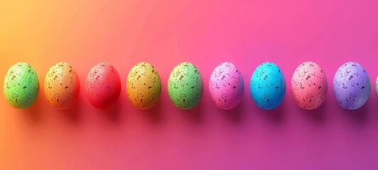 Rainbow Easter eggs banner. Rainbow Easter greeting card. Easter greeting card with colourful eggs.