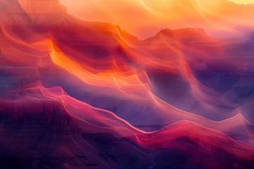 Schilderijen op glas Surreal abstract colorful landscape inspired by Grand Canyon. Abstract colorful background image. Created with Generative AI technology © Artem