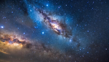 Naklejka na ściany i meble Abstract blue galaxy sky. Beautiful stars. Planetary nebula. Space background. Cosmos and universe