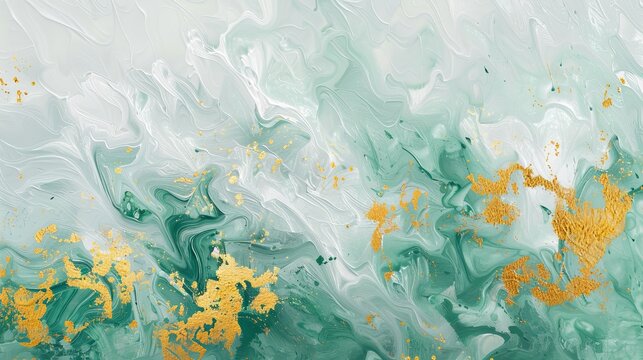 Oil on canvas. Abstract art background. Golden brushstrokes. Textured background. Modern Art. Floral, green, gray, wallpapers, posters, cards, murals, rugs, hangings, prints.