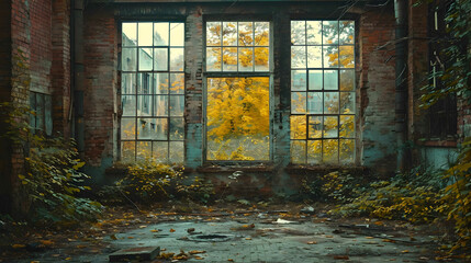 Dilapidated workshop of the abandoned factory