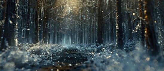 Enchanted Icicle Forest: A Serene Nighttime Journey Through a Cinematic Winter Landscape
