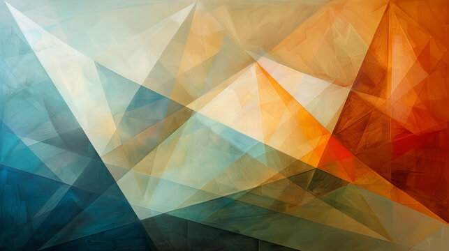 Abstract geometric background with a blend of warm and cool colored polygons,ai generated