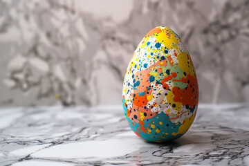 Colorful Paint-Splattered Easter Egg.